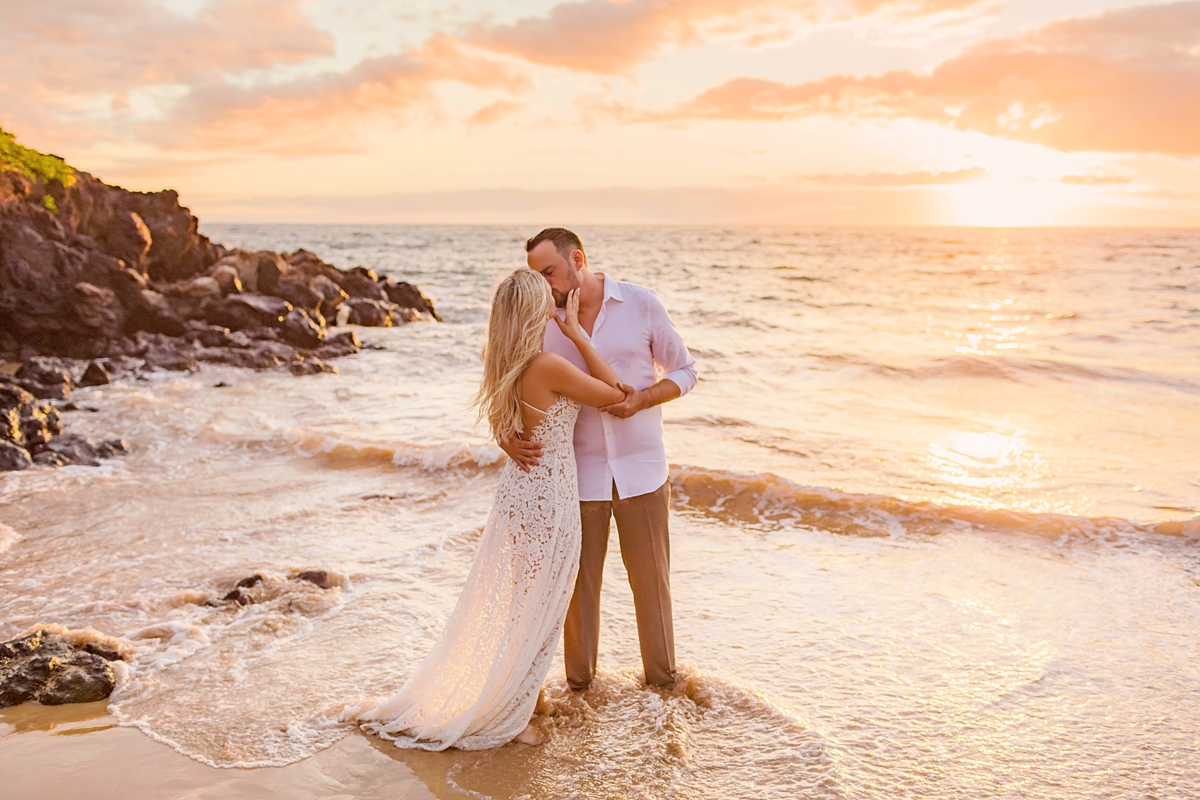 beautiful sunset Maui couples portraits for a young engaged duo