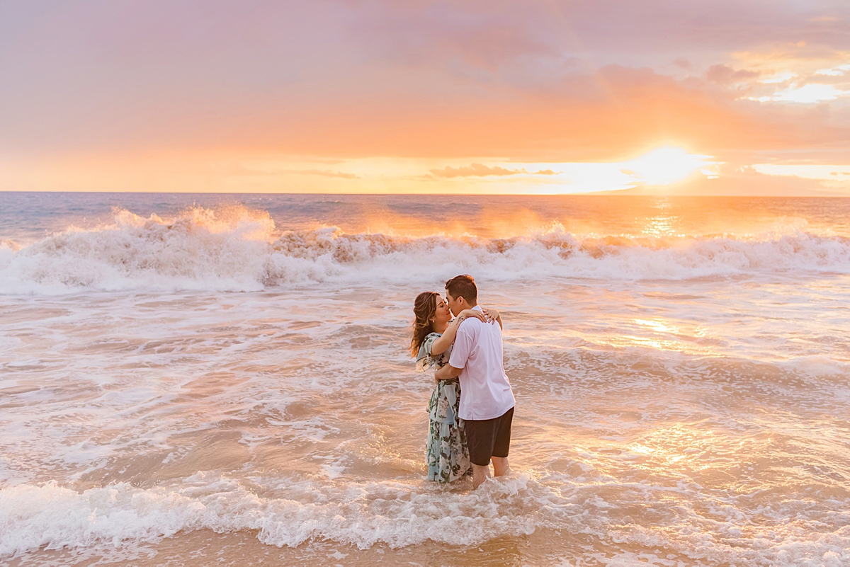 Romantic Wailea beach sunset portraits by Love + Water on Maui
