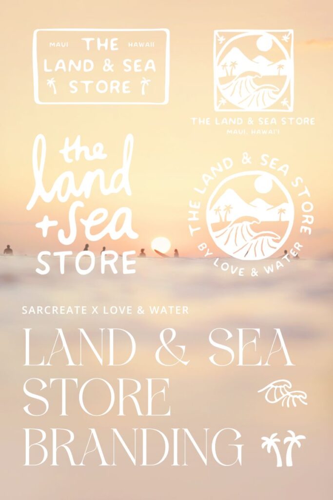 Land and Sea Store Maui logo designed by local artisan Sarah DeYoung of Sarcreate