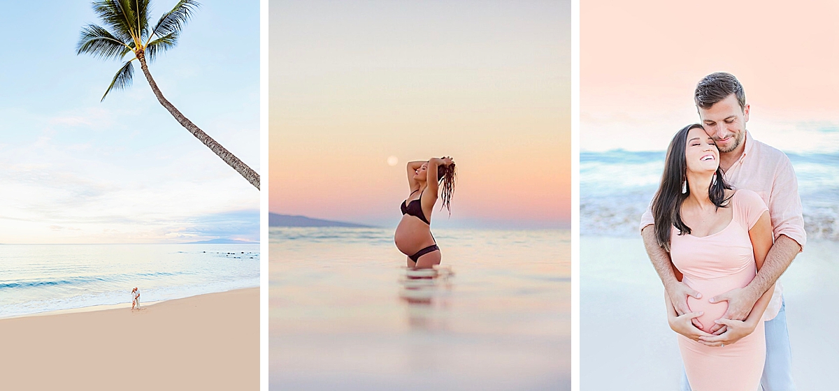 Three sunrise portraits shot at the beach in Maui by love and water photography