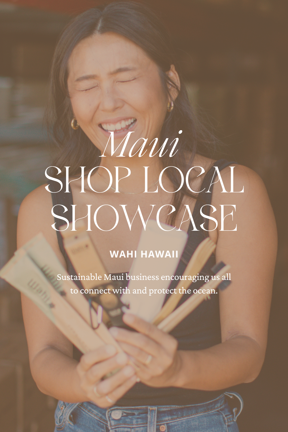 woman laughs at wahi Hawaii warehouse